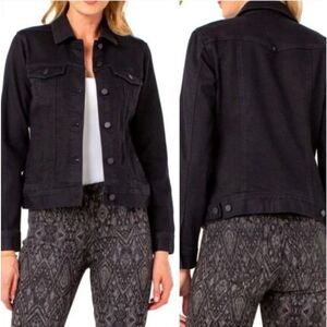 Stitch Fix Liverpool Kolten Denim Jacket Womens Small Black Button Powerflex
